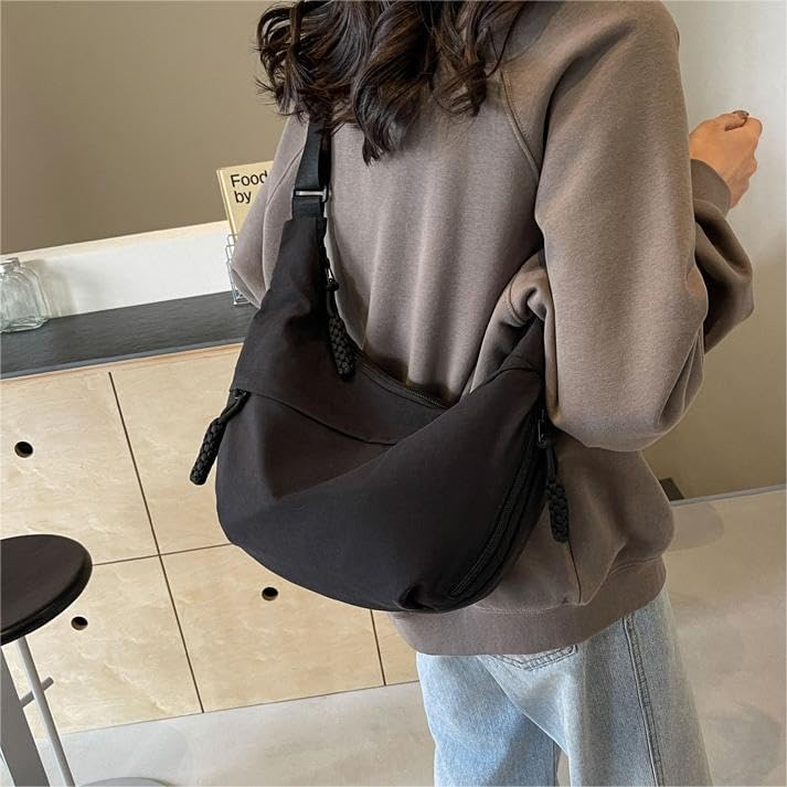 EMGILL Nylon Crescent Crossbody Bag for Women Shoulder Tote Handbag Casual Sling Bag Dumpling Purse Bag for Outdoor Travel - Image 3